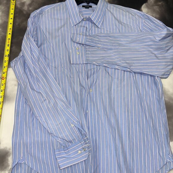 J.Crew Mens Light Blue Striped Long Sleeve Button Up Classic Dress Shirt Size XL - Picture 1 of 8